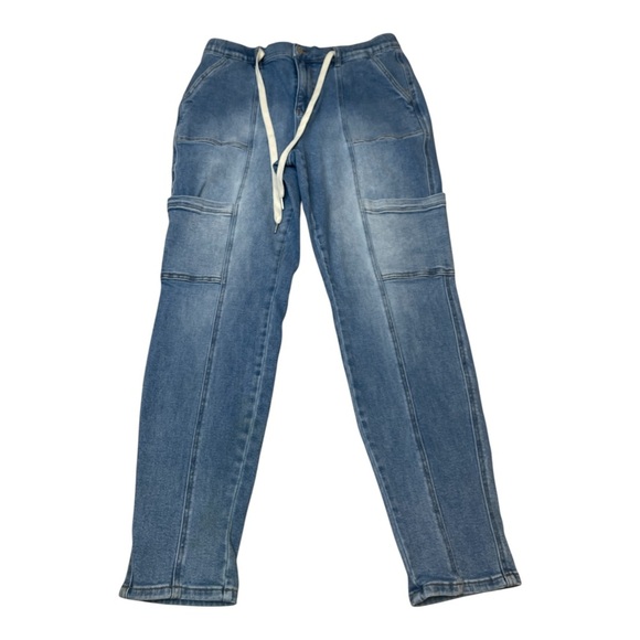 Judy Blue Blue Jean High Rise Cuffed Joggers JB88909MD Medium Wash Size 15/32 - Picture 1 of 13